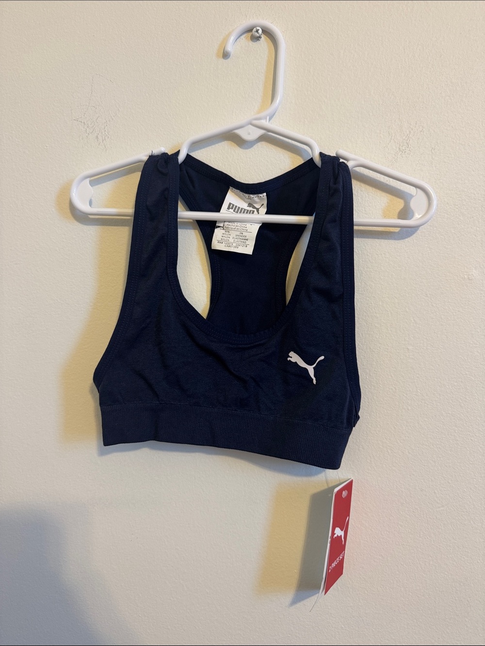 Puma Navy Sports Bra with White Logo